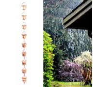 Topyond Chaînes De Pluie Pour Gouttières, 3.3ft Chaînes De Pluie, Chaînes De Capture De Gouttières Décoratives Résistantes Remplacement De Tuyaux De Ruissellement, Cuivre (En forme de gloire du matin)