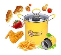 Topyond Friteuse avec panier et couvercle, friteuse en acier inoxydable de 3 L avec filtre à huile en maille et poignée, casserole surélevée pour cuisinière à induction/gaz, pour la cuisine à domicile