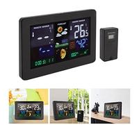 Topyond Horloge Météo Multifonctionnelle, Thermomètre D'horloge Météo Extérieure sans Fil pour la Maison avec écran Couleur HD Et Capteur Extérieur 100-240V(UE100-240V)
