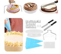 Topyond Plateau Tournant pour Gâteaux, 33 Pièces, Ensemble De Décoration De Gâteaux De Cuisine Comprenant Une Base Rotative, Grattoir, Buse De Pâtisserie, Kit D'outils De Cuisson, Spinner à Gâteaux