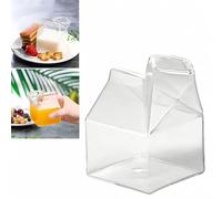 Topyond Pot à Lait En Verre Transparent En Forme De Maison Mignonne - Capacité De 250 Ml - Carton De Lait En Verre Transparent Pour Lait, Café Et Crémier
