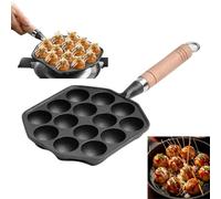 Topyond Takoyaki Poêle Grille Pain à Frire,14 Trous 3.6 cm Trou Moules Takoyaki Gril Poêle,Taiyaki Pan,Aebleskiver Cast Iron Pan,Poffertjes Pan,avec Poignée Amovible