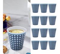 Topyond Tasse à Eau 12 Pièces, Tasse en Mélamine à Motif BlueGrid, Tasse à Boisson Au Café, Au Thé, Durable Et Facile à Nettoyer, Adaptée à Une Utilisation Au Bureau à Domicile