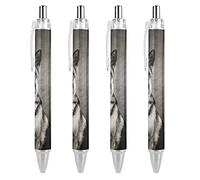 TopZeDeals Black and Whitean Lot de 4 stylos à bille rétractables à encre bleue pour la maison et le bureau
