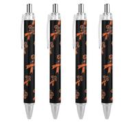 TopZeDeals Fuk C-ancer Lot de 4 stylos à bille rétractables à encre noire avec ruban rose 0,5 mm pour écrire des notes