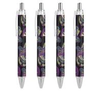 TopZeDeals Lot de 4 stylos à bille rétractables à pointe fine de 0,5 mm avec motif main de Fatma contre le mauvais œil