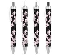 TopZeDeals Lot de 4 stylos à bille rétractables à pointe fine de 0,5 mm pour lutter contre le cancer du sein, espoir, lutte contre le cancer du sein, stylo de travail