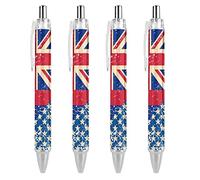TopZeDeals Lot de 4 stylos à bille rétractables avec drapeau américain et hawaïen - Pointe grasse de 0,5 mm - Encre noire - Instrument d'écriture de qualité supérieure