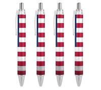TopZeDeals Lot de 4 stylos à bille rétractables avec motif drapeau de la Grèce américaine, encre bleue, pointe fine de 0,5 mm, fournitures de bureau