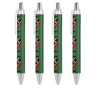 TopZeDeals Lot de 4 stylos à bille rétractables en forme de cœur avec drapeau de Saint-Kitts-Nevis, pointe grasse de 0,5 mm, encre noire, instrument d'écriture de qualité supérieure