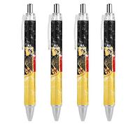 TopZeDeals Lot de 4 stylos à bille rétractables rétro avec drapeau de l'Allemagne - Pointe grasse de 0,5 mm - Encre noire - Instrument d'écriture de qualité supérieure
