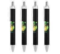 TopZeDeals Lucky Ducky Lot de 4 stylos à bille rétractables en forme de trèfle à quatre feuilles pour homme et femme
