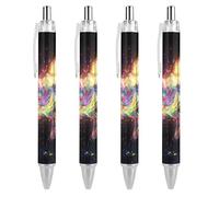 TopZeDeals Psy Lot de 4 stylos à bille rétractables à pointe fine de 0,5 mm avec corps rond flexible