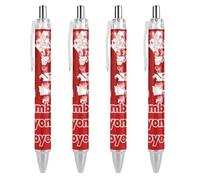 TopZeDeals Red Remember Everyone Lot de 4 stylos à bille rétractables à pointe fine 0,5 mm