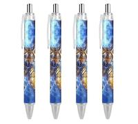 TopZeDeals Thunder Tiger Lot de 4 stylos à bille rétractables avec ailettes Encre noire 0,5 mm Accessoires d'écriture lisse pour prise de notes