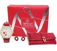 Topzilly Coffret cadeau pour femme : montre, boucles d'oreilles et portefeuille, cadeau de luxe pour femme, 3 pièces, cadeau pour femme, anniversaire, fête des mères, Noël boîte surprise, Cuir