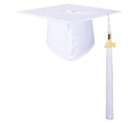 Toque De Remise De Diplôme Chapeau de Remise diplôme, Chapeau baccalauréat du lycée, avec Pompon, ne se décolore Pas, Cosplay Adulte for Les diplômés for la cérémonie(White)