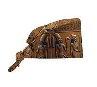 Toque de travail à motif hiéroglyphique égyptien - Toque de chef unisexe, ajustable, respirante, noire