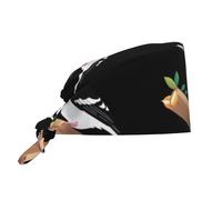 Toque de travail noire à motif pic-vert, idéale pour le nettoyage des empreintes alimentaires, pour femmes et hommes. Convient également pour les interventions chirurgicales et les soins infirmi