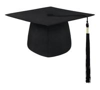Toque Diplome Chapeau de Diplomé Unisexe, Toque de Graduation Réglable pour Université et Lycée, Capuchon de Cérémonie avec Pompon, Compatible avec Toutes Tailles de Tête Adultes, Noir