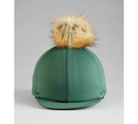 Toque pour casque équitation en jersey avec pompon en fausse fourrure Premier Equine Vert TU