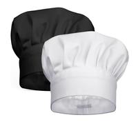 Toques de Chef, 2 pièces Chef Chapeau Unisexe 22 cm réglable Toque de Chef en Coton Toques de Chef pour la Cuisine, Les tâches ménagères, Les Restaurants, la Restauration (Noir + Blanc)