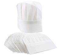 Toques de Chef en Papier Blanc, Lot de 24 Couvre-Chef de Cuisine Jetables, Réglables, 50-56 cm