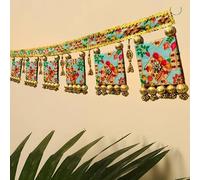 Toran Traditionnel Indien Décoration Temple Guirlande Temple Multicolore avec Cloches 37 x 36 cm
