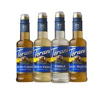 Torani Lot de 4 bouteilles de sirop sans sucre, café varié, 360 ml