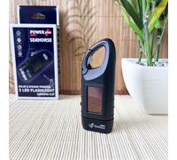 Hippocampe PowerPlus Dynamo Lampe torche solaire 3 LED, acier, noir