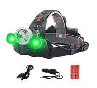 Torche à tête verte XM-L T6 de 80000 lumens, lampe frontale rechargeable USB de chasse à LED verte la plus lumineuse, phare de travail zoomable étanche pour le camping, la randonnée, la course à pied