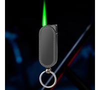 Torche Butane Porte-clés - Briquet Rétro Coupe-vent Flamme Verte Réglable, Rechargeable en Métal - Cadeau pour Petit Ami