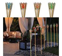 Torche de jardin bambou citronnelle | Parfum citron H 120 cm Verre cire colorée | Bougie parfumée dans un verre (1 lot de 4 torches de jardin)