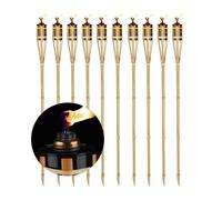 Torche de Jardin en Lot de 40, Flambeaux en Bambou, avec mèche, éclairage d'ambiance, Hauteur : 90 cm, Nature