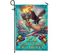 Torche Drapeau de jardin, aigle festif patriotique, feu d'artifice, jour de l'indépendance, bleu, double face, en toile de jute décorative pour extérieur, porche, pelouse, terrasse, 30,5 x 45,7 cm