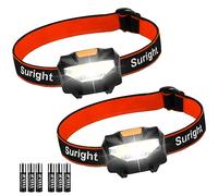 Torche Frontale(2 pcs), Lampe Frontale Puissante LED 140 LM, 3 Modes d’Eclairage, Réglable, Poids Léger pour Course Camping Cyclisme Éclairage Extérieur Cadeau pour Enfants, 6 Piles AAA Inclus