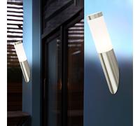 Torche Murale Éclairage D'Extérieur Applique Inox Argent Opale Balcon E27 2x
