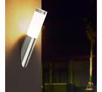 Applique murale torche murale en acier inoxydable pour lampe de jardin extérieure applique balcon, opale, 1x douille E27, DxH 7,8x36,5 cm