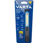 VARTA Lampe de Travail LED incl. 3x piles AAA, Work Flex Pocket Light, torche, lampe, lumière de chantier pratique avec deux modes d'éclairage pour ambiant, atelier, voiture, anti-éclaboussures