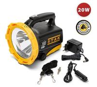 Velamp R920 Phare Professionnel Rechargeable 20W LED Cree XHP 1600Lumen. Imperméable IP43. Faisceau Visible à 1,5km. Powerbank. Clignotant Rouge. avec Accessoires, Plastique, Jaune/Noir