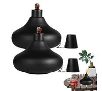 Torches De Table En Acier Inoxydable Avec Citronnelle - Brûleur D'huile Rechargeable 2 Pièces | Torches En Métal Décoratives Pour La Jardin Terrace House Court Assembly, Summer Summer En Plein Air, Ca