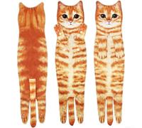 Torchon à vaisselle en microfibre à suspendre Motif chat mignon Tissu de cuisine doux au toucher pour les amoureux des animaux domestiques 60 x 15 cm (chat orange)