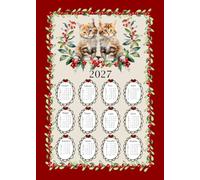 Torchon CALENDRIER 2026 cm, 50 x 70 cm, fabriqué en Italie, 100 % coton, chats