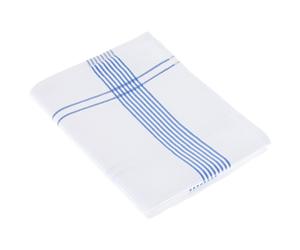 Torchon de cuisine 50x70 cm nid d'abeille WAFFLE PIQUET blanc filet bleu