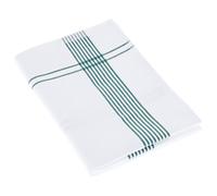 Torchon de cuisine 50x70 cm nid d'abeille WAFFLE PIQUET blanc filet vert