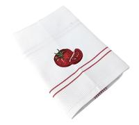 Torchon de cuisine 50x70 cm WAFFLE BRODÉ coton rouge broderie tomate