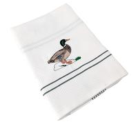 Torchon de cuisine 50x70 cm WAFFLE BRODÉ coton vert broderie canard