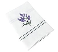 Torchon de cuisine 50x70 cm WAFFLE BRODÉ coton vert broderie lavande