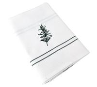 Torchon de cuisine 50x70 cm WAFFLE BRODÉ coton vert broderie romarin