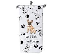 Torchon de cuisine motif bouledogue français - Cadeau pour maman - Torchon de pendaison de crémaillère (Lick The 2uk)